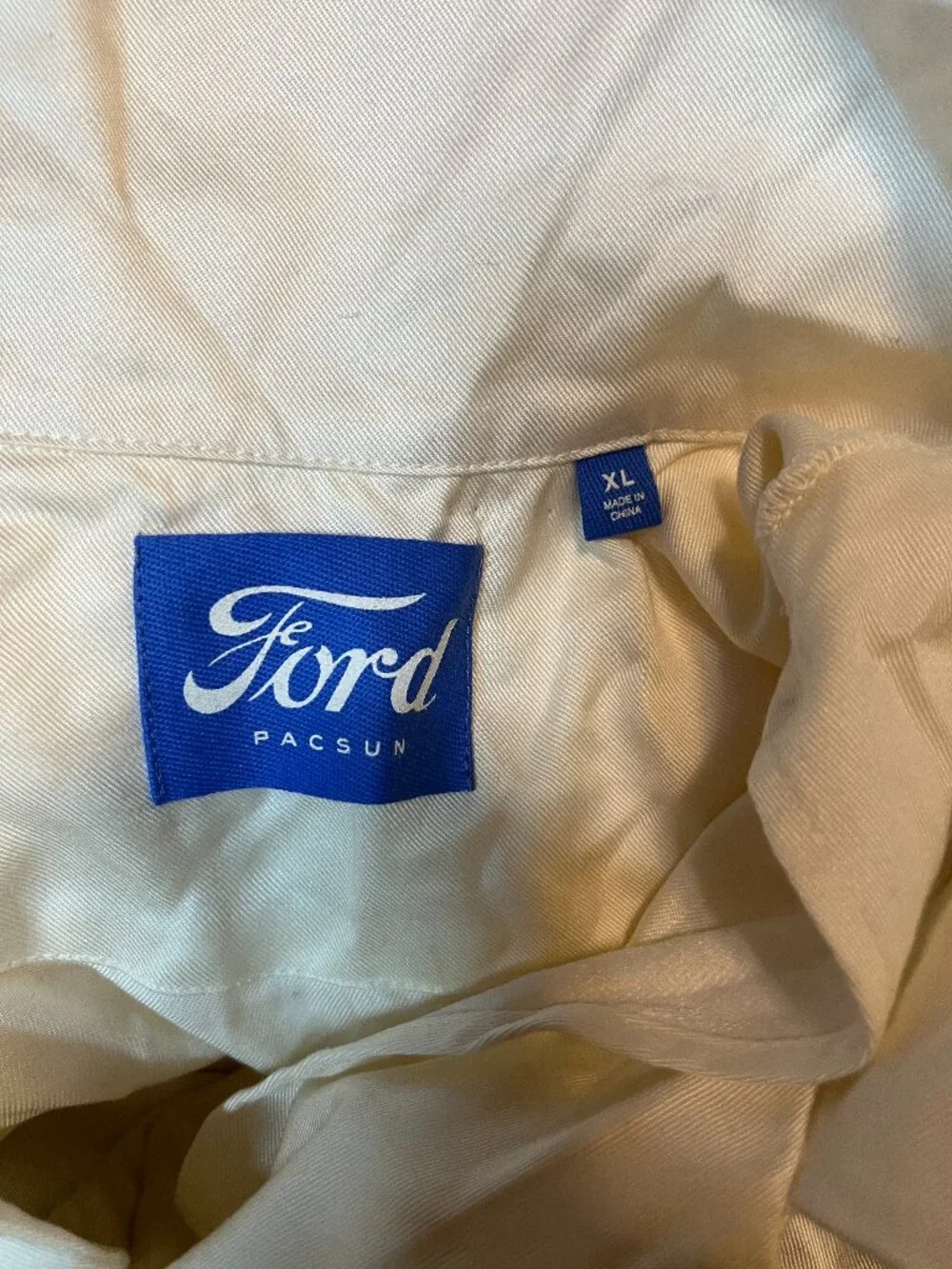Ford PacSun Cream Button Down Shirt Size XL NWT